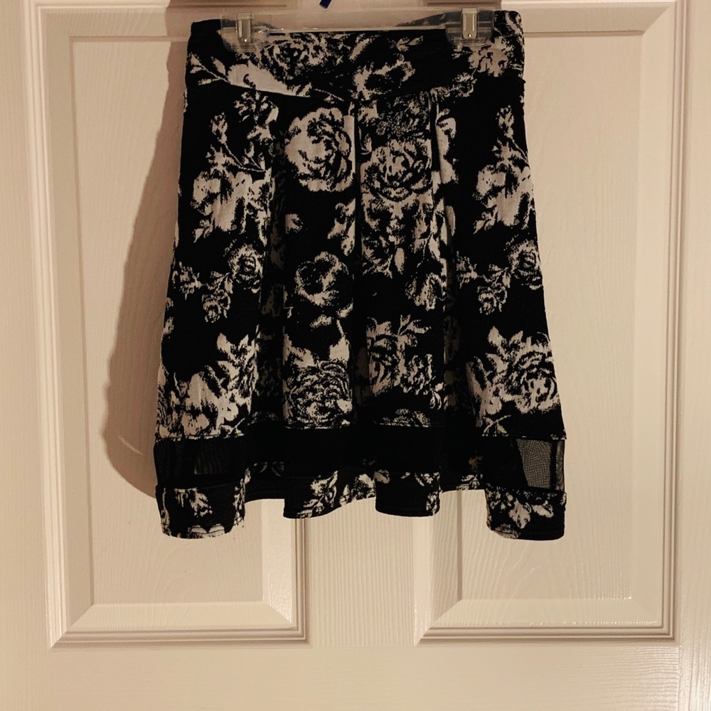 Black Floral Mini Skirt